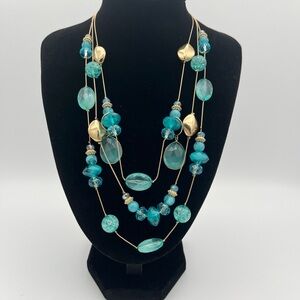 Bold Turquoise Beaded Statement Necklace – Multi‑Strand Layers
